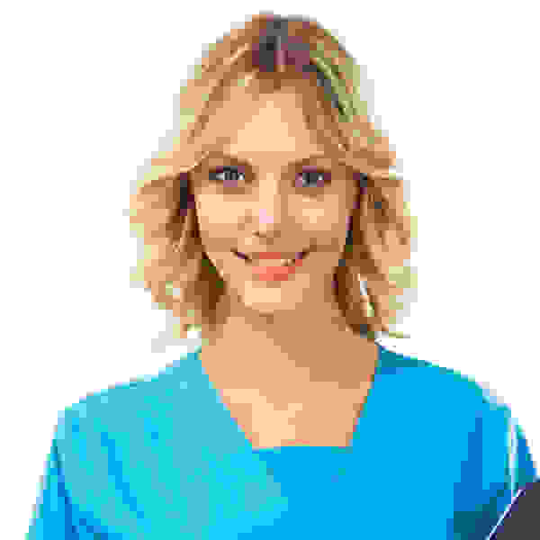 A female doctor A female doctor with a folder, standing isolated on white background